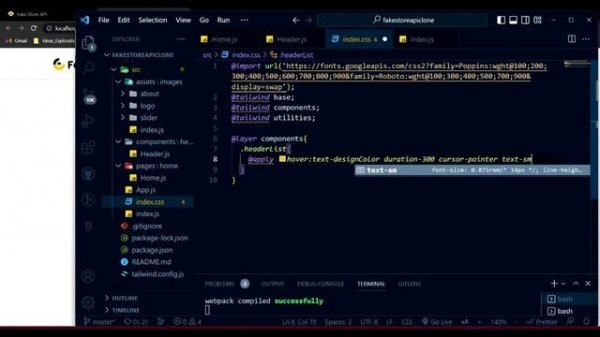 Creating Fake Store API website using Reactjs, Tailwindcss. || part one