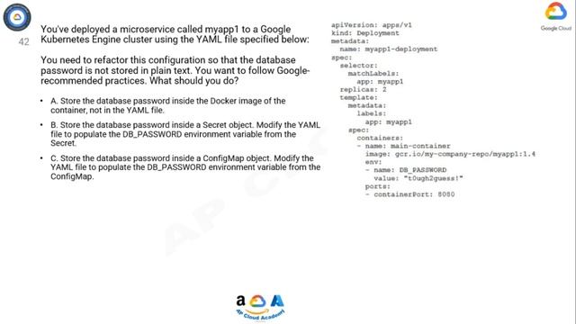 Q42. You've deployed a microservice called myapp1 to a Google Kubernetes Engine cluster using the смотреть онлайн
