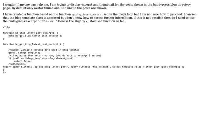 Wordpress: Add excerpt and post thumbnail to Buddypress blog directory page смотреть онлайн