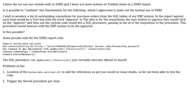 Executing a SQL Stored procedure from a SSRS text box item - Is it possible смотреть онлайн