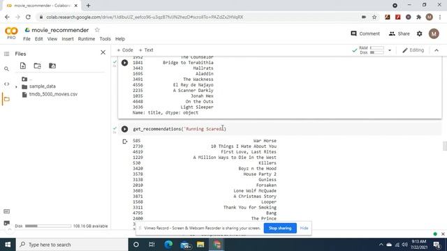 Simple Content based Movie Recommendation System with cosine similarity смотреть онлайн