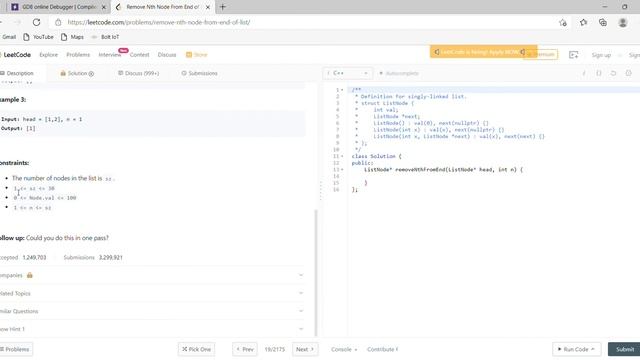 Remove Nth Node From End of List Using Loop смотреть онлайн