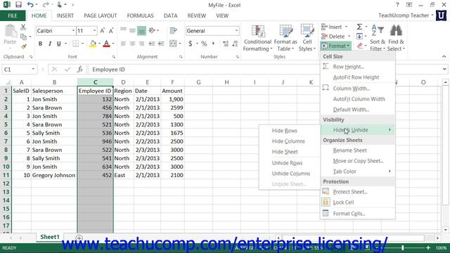 Microsoft Office Excel Tutorial 2013 Columns and Rows 6.3 Employee Group Training смотреть онлайн