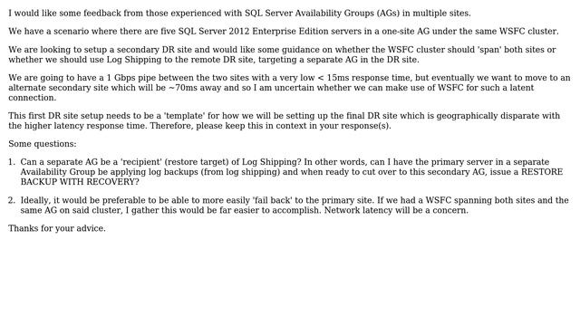 Databases: SQL Server AG in primary site with separate WSFC AG in secondary site смотреть онлайн