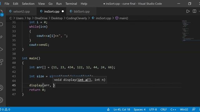 Insertion Sort | Sorting Algorithms in C++ | Sorting an Array смотреть онлайн