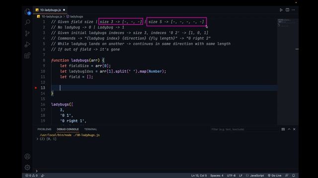 SoftUni JS Fundamentals - Arrays (Exercise) - 10. Ladybugs смотреть онлайн