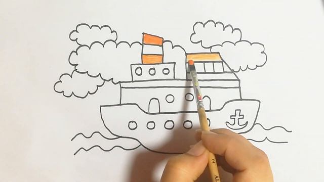 Ship Drawing, Painting and Coloring for Kids | Let's Draw, Paint Together смотреть онлайн