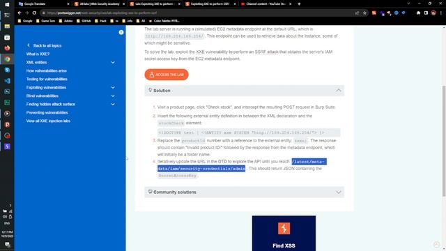 Exploiting XXE to perform SSRF attacks - APPRENTICE смотреть онлайн