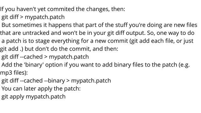 Create a git patch from the uncommitted changes in the current working directory смотреть онлайн