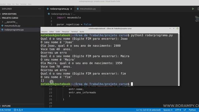 Utilizando o Try e Except para tratamento de erros no Python смотреть онлайн