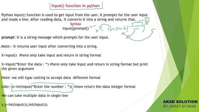 How to take input in Python and type| Python Programing #10 | by AKSD Solution смотреть онлайн