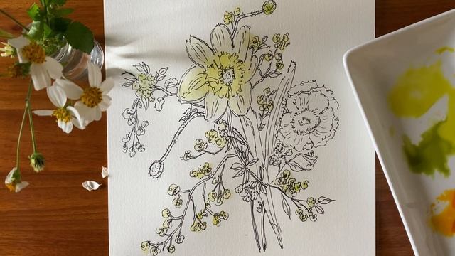 Flower Sketch and Watercolor | Watercolor Painting | Watercolor Technique смотреть онлайн