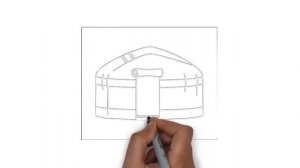 как нарисовать юрту,how to draw a yurt,cómo dibujar una yurta