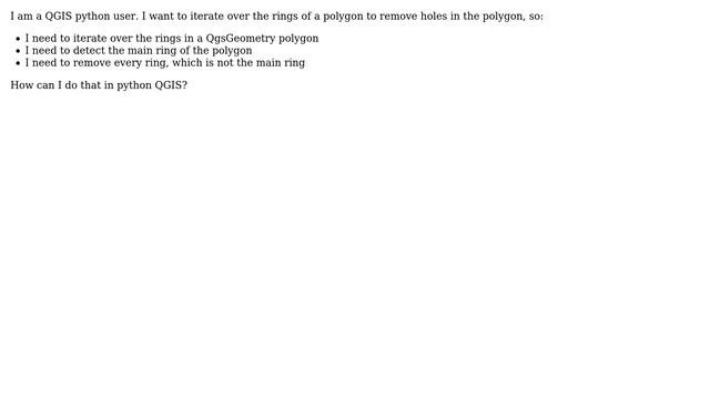 GIS: Remove inner rings from QgsGeometry polygon in QGIS Python смотреть онлайн