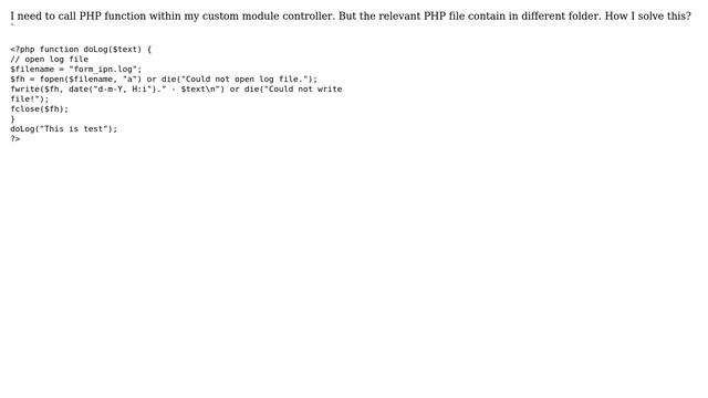 Magento: How to call a function in PHP file in another folder by a controller in custom module? смотреть онлайн