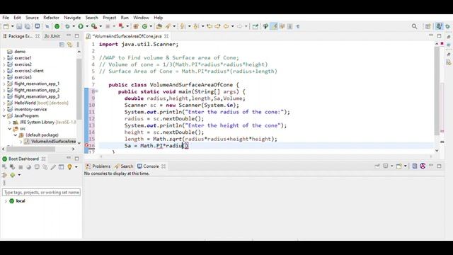 Java Program To Find Volume And Surface Area Of The Cone смотреть онлайн