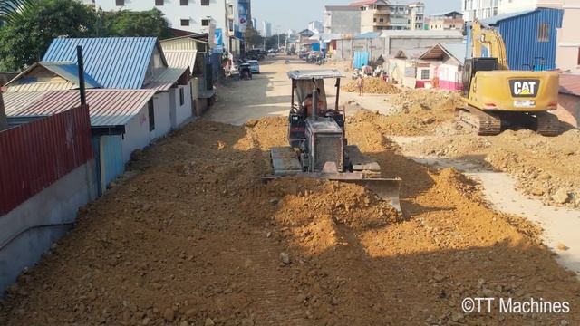 Updating Process KOMATSU D31P Pushing Rock Making Foundation Village Road Construction смотреть онлайн