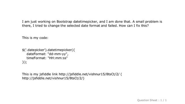 jQuery : Date format in Bootstrap datetimepicker смотреть онлайн