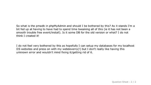 MySQL : PMA Database ... not OK in phpMyAdmin upgrade смотреть онлайн