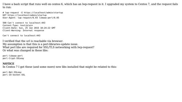 Unix & Linux: lwp-request Fails After Upgrade to Centos 7 смотреть онлайн