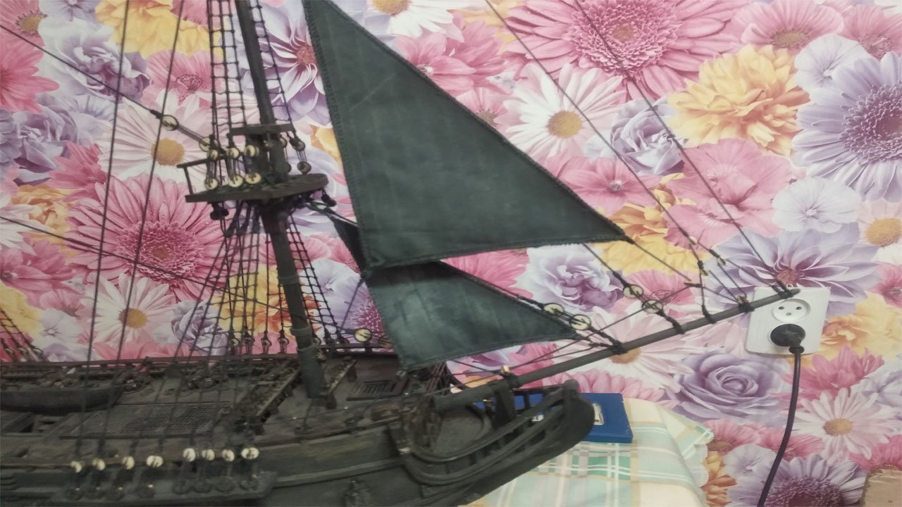 № 93 Сборка модели корабля черная жемчужина. Устанавливаем 2 треугольный парус. смотреть онлайн