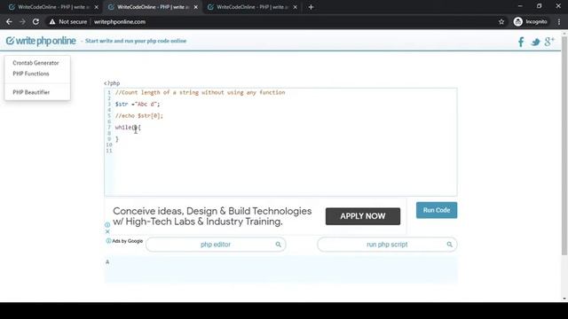 Count String Length Without Any predefined function (PHP) смотреть онлайн