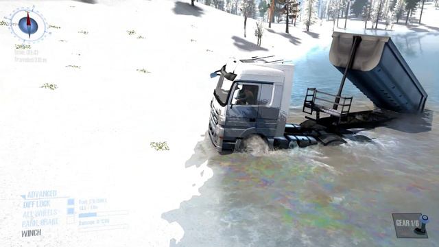 Spintires Mudrunner: Mercedes Actros Truck Snow OFFROAD смотреть онлайн