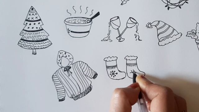 30+ Winter doodles ideas | Gel pen drawing sketch | Cute Christmas doodle art ideas смотреть онлайн