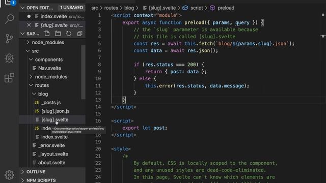 The Sapper blog/ page explained. (_posts.js?, [slug].svelte??, index.json.js???) смотреть онлайн