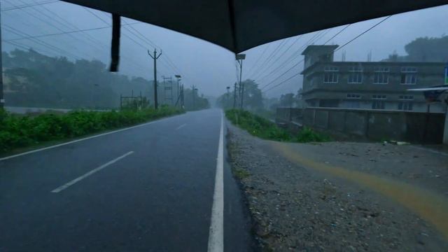Walking In Super Heavy Rain Wth Thunderstorm, Umbrella, And Nature Sound For Relaxing 4k ASMR