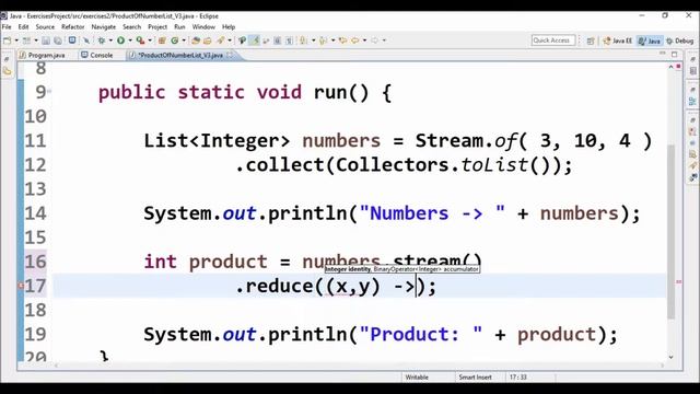 product of number list v3 in java смотреть онлайн