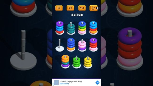 Hoop Sort Puzzle - Color Ring Stack Sorting Game Level 560 Solution смотреть онлайн