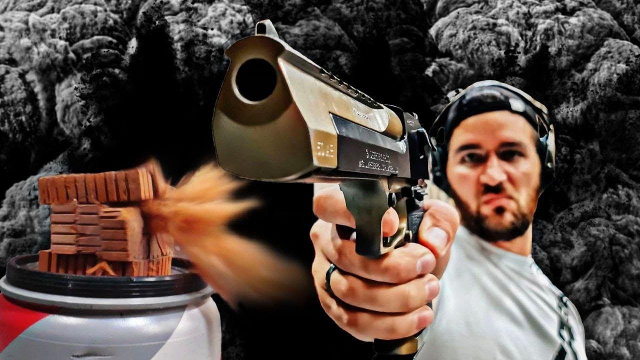 DESERT EAGLE .50AE - обзор и стрельба по бумаге, КИРПИЧАМ и металлу! смотреть онлайн