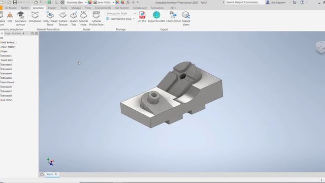 Inventor 2020 Tutorial 3D Model Base & Export 3D PDF Adobe смотреть онлайн