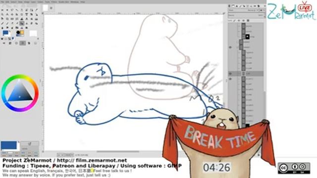 [ ZeMarmot Live ] [ 즈마멋 라이브 ] 20180206 Making an animation with GIMP / drawing cast / 김프 그림 방송 смотреть онлайн