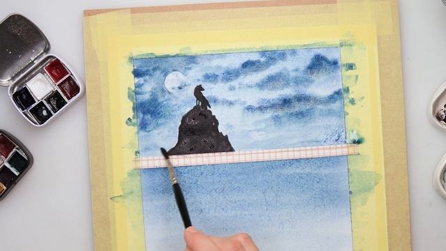 Watercolor simple landscapes - silhouette painting смотреть онлайн
