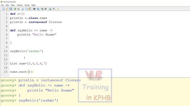 Creating Closures in Groovy Scripting groovy training telugu 24 смотреть онлайн