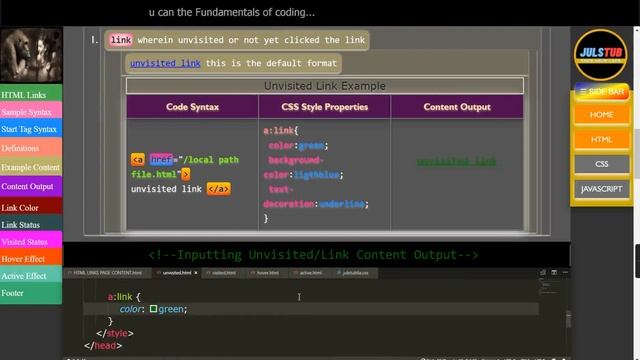 HTML LINK PAGE CONTENT | UNVISITED, VISITED, HOVER & ACTIVE смотреть онлайн