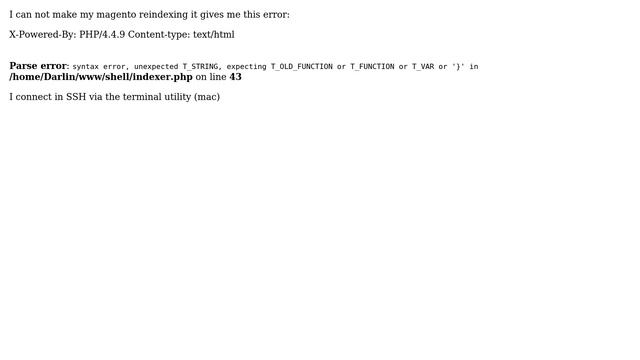 Magento: syntax error /shell/indexer.php смотреть онлайн