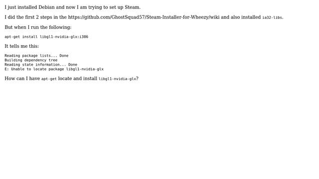 Debian Stable libgl1-nvidia-glx:i386 not found (trying to install Steam) смотреть онлайн