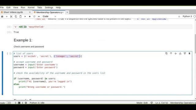 Python Membership Operators смотреть онлайн