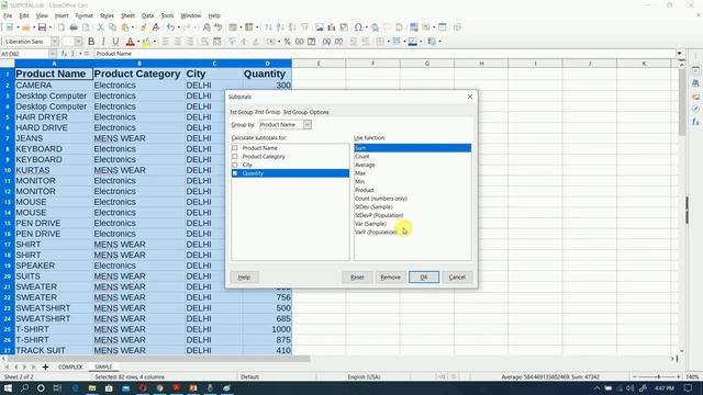 SUBTOTAL IN LIBREOFFICE CALC смотреть онлайн