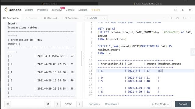 LeetCode Medium 1831 Interview SQL Question with Detailed Explanation смотреть онлайн