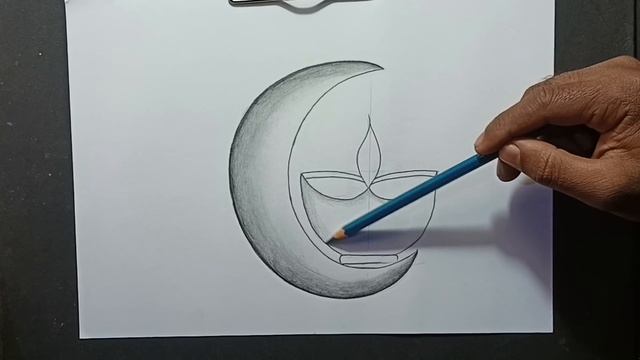Happy Diwali drawing || easy Diya with moon drawing || Diya drawing step by step смотреть онлайн