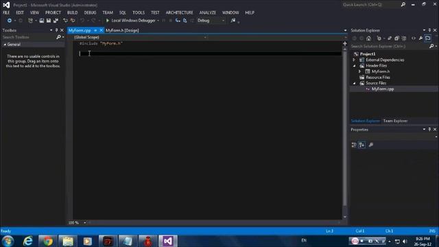 Add Windows Forms in Visual Studio 2012 - C++ смотреть онлайн