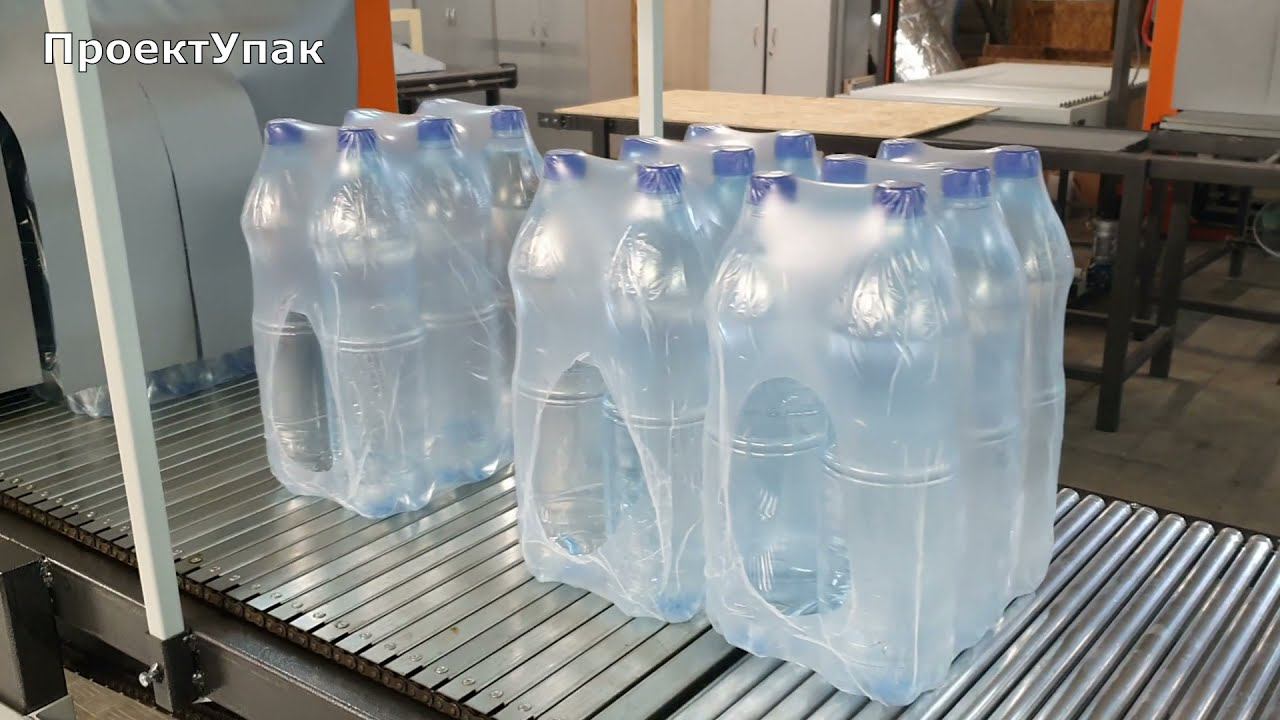 Групповая упаковка ПЭТ 0,5л, 1л, 1,5л и 5л на одной машине смотреть онлайн