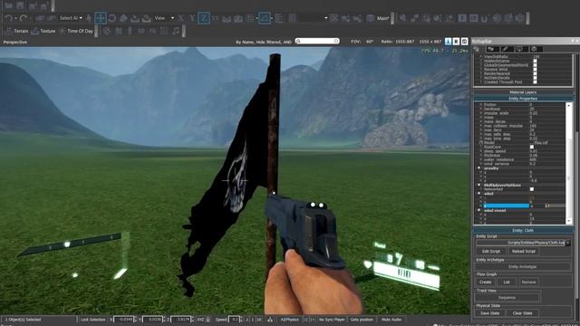 Cryengine #21 Создание флага, ткани, экспорт из 3д макс3Dmax объекта и материала Cloth смотреть онлайн