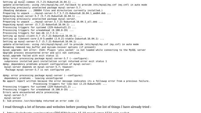 Ubuntu: MySQL-server installation does not complete смотреть онлайн