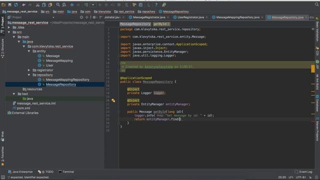 9 урок. Java REST service. Создание репозиторий класса (Repository) для  сообщения смотреть онлайн