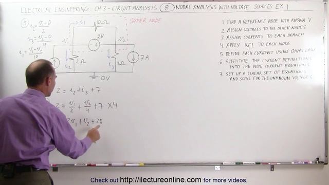 Electrical Engineering: Ch 3: Circuit Analysis (8 of 37) Nodal Analysis w/ Voltage Sources: Ex. 1 смотреть онлайн